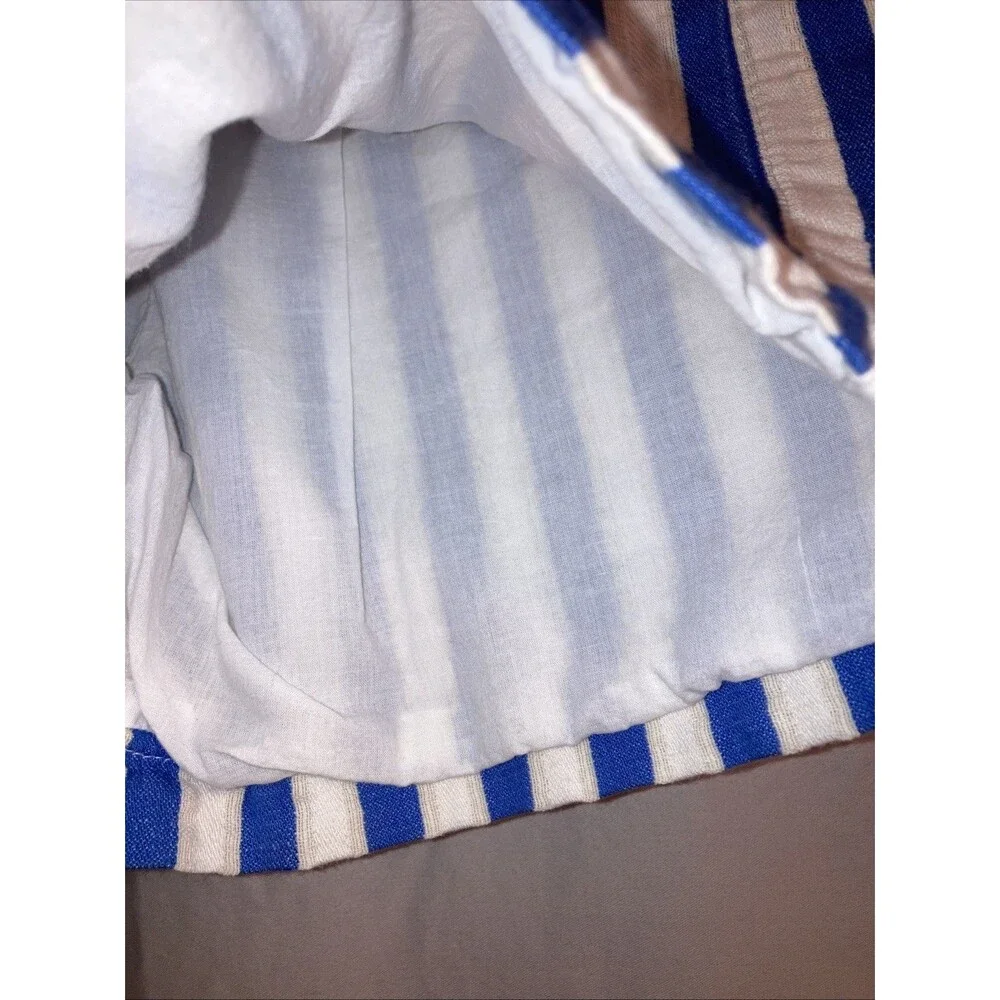 J Crew Womens XS Blue‎ White Striped Linen Blend Paperbag Tie Waist Shorts Beach